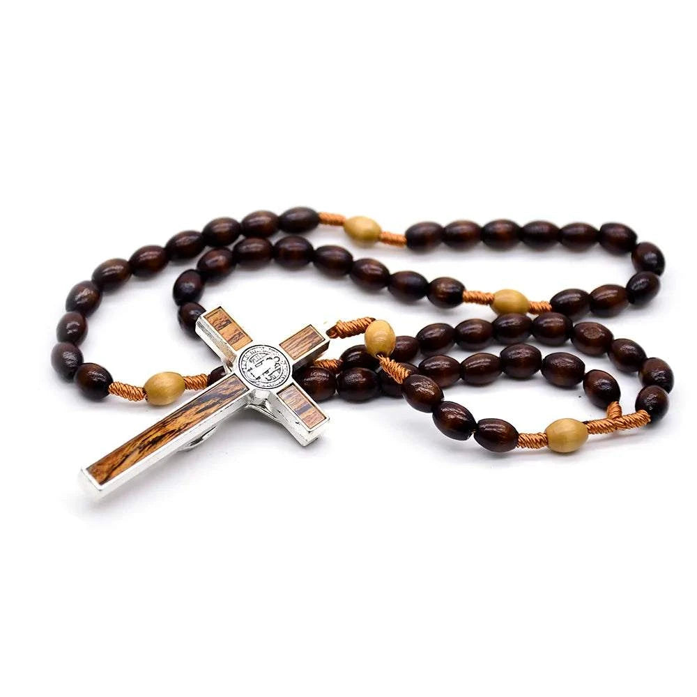 DARK BROWN WOOD BEADS ROSARY