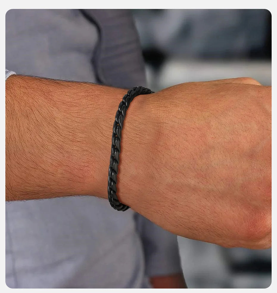 5mm Mens Rope Bracelet | Silver or Black - Double Fancy