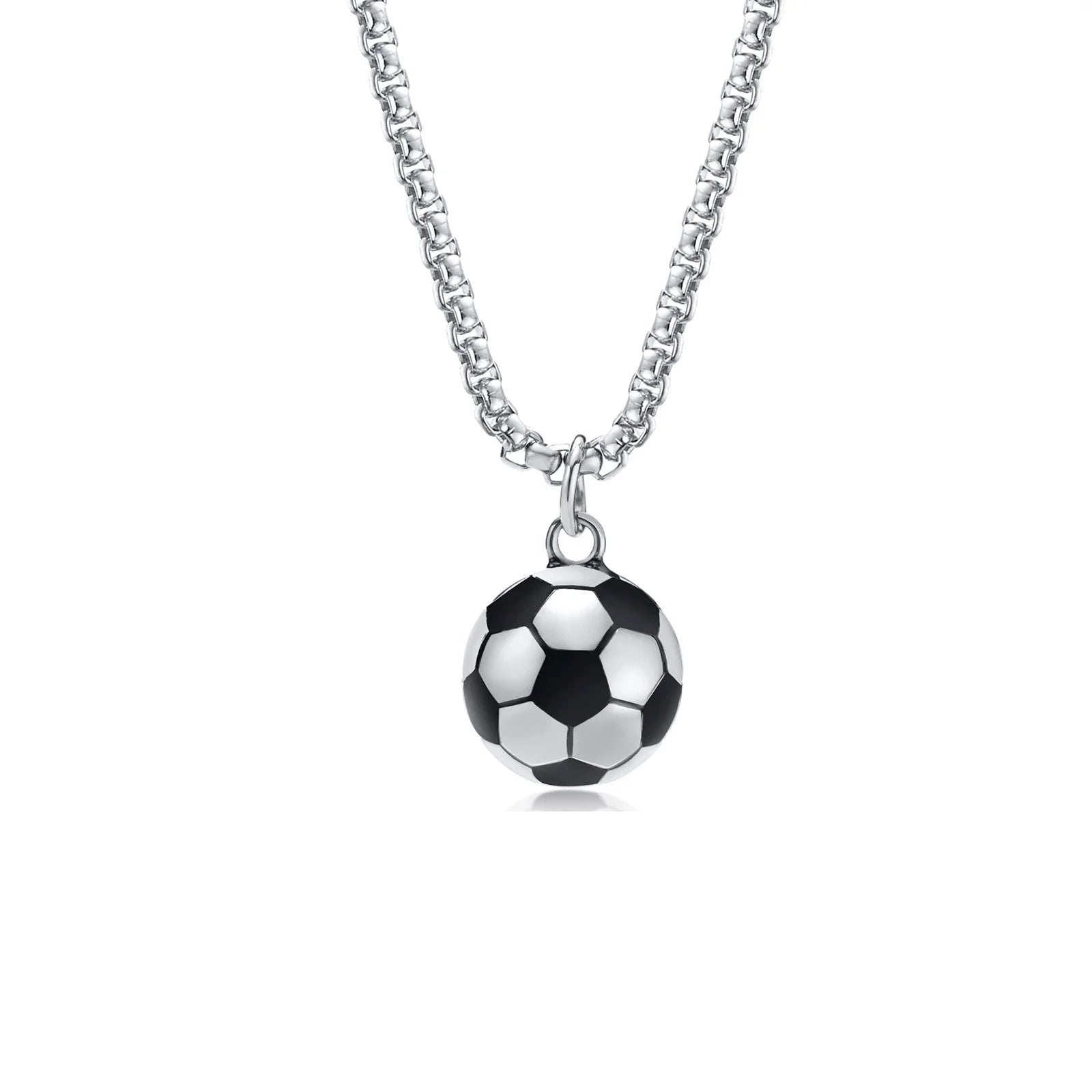 Steel Football Necklace Pendant-Double Fancy