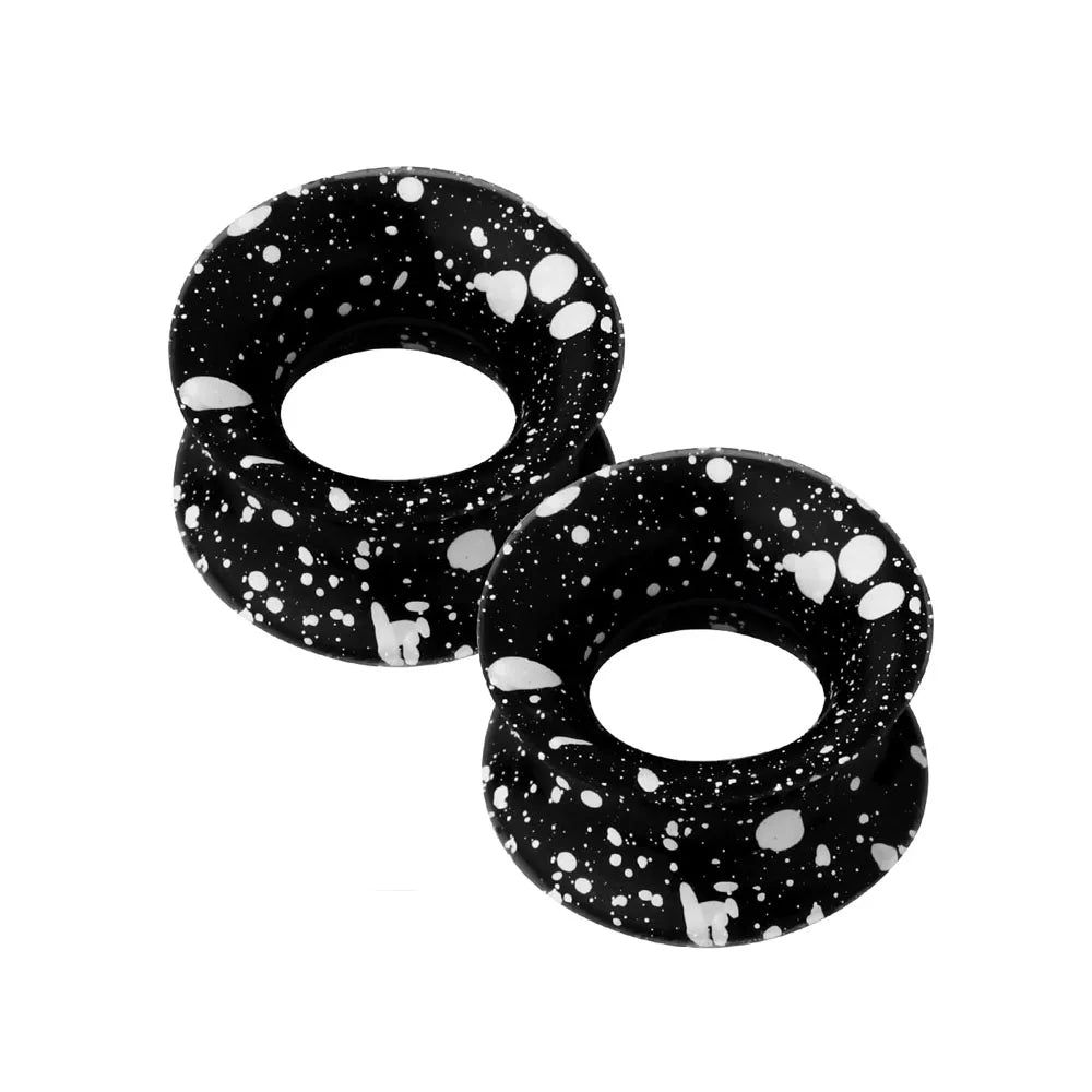 WHITE SPOTS IN BLACK SILICONE FLEXIBLE EAR TUNNEL