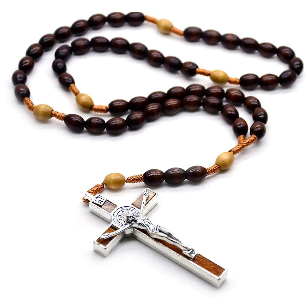 DARK BROWN WOOD BEADS ROSARY