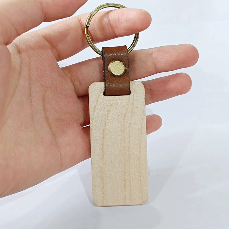 5PCS BLANK WOODEN KEYCHAINS