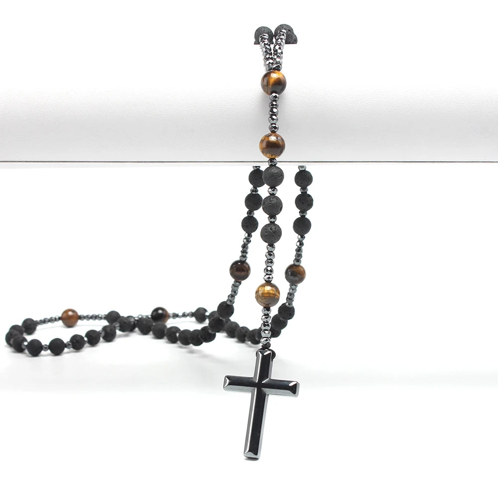 NATURAL LAVA STONE ROSARY