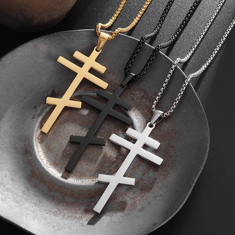 STEEL ORTHODOX CROSS NECKLACE