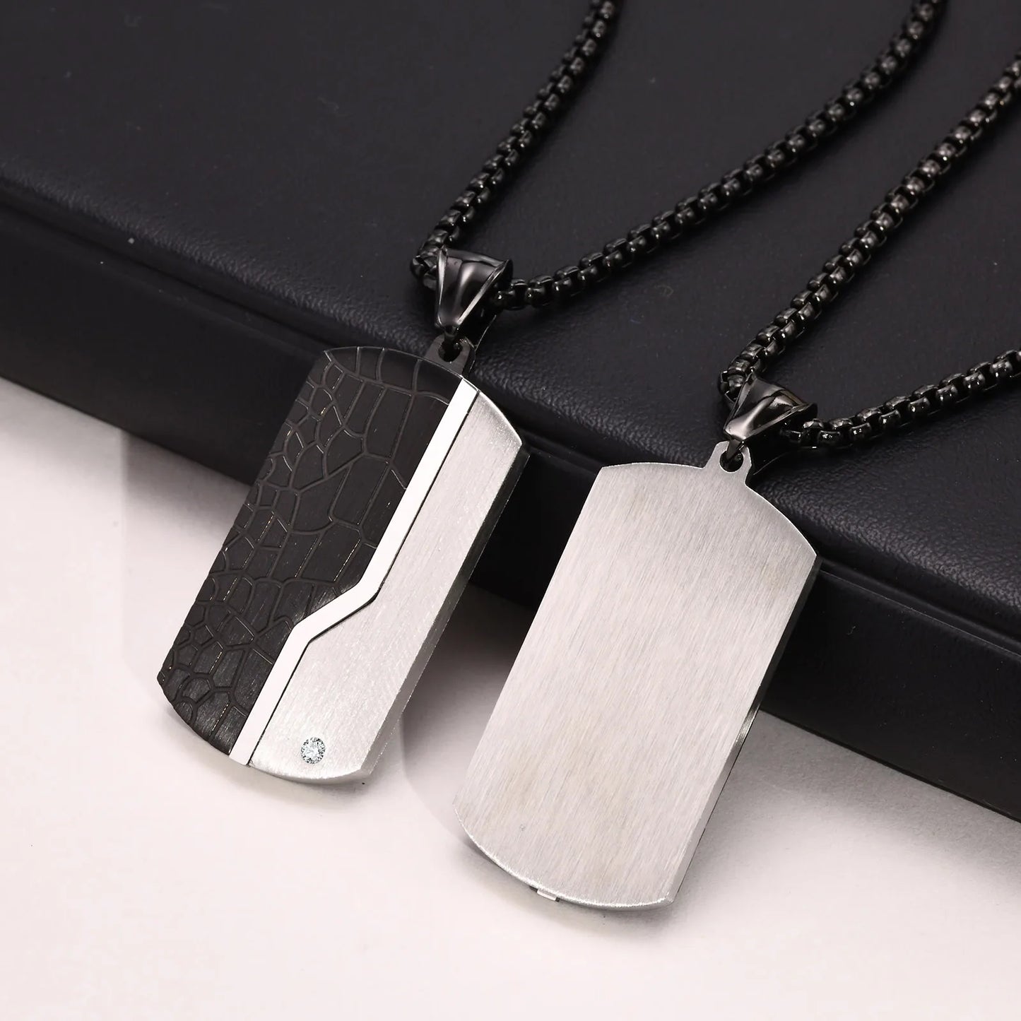 STEEL FASHION TAG NECKLACE