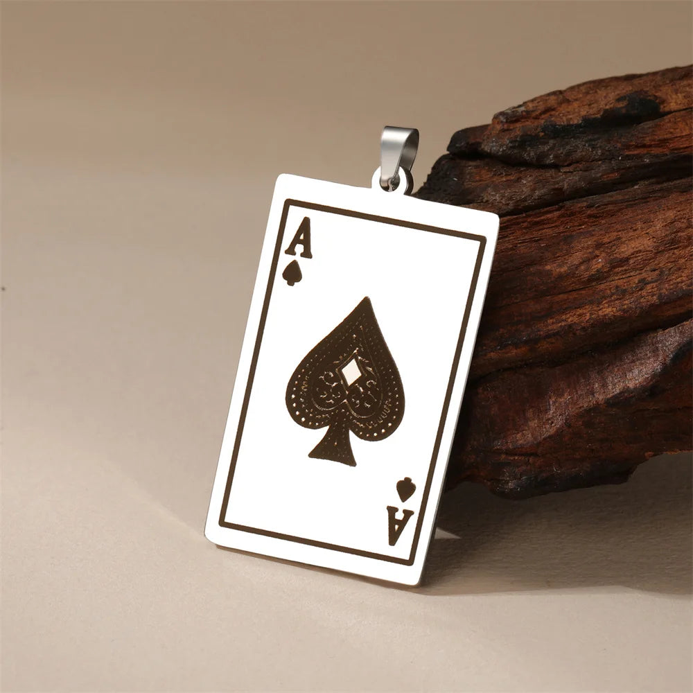 STEEL ACE OF SPADES KEYCHAIN