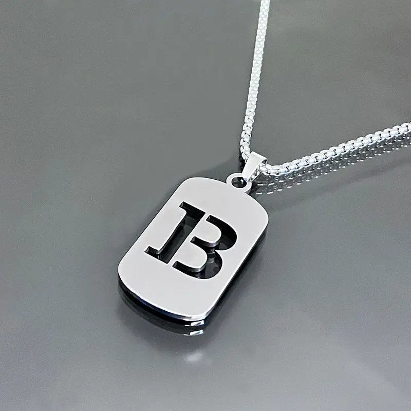 STEEL INITIAL TAG LETTER PENDANT