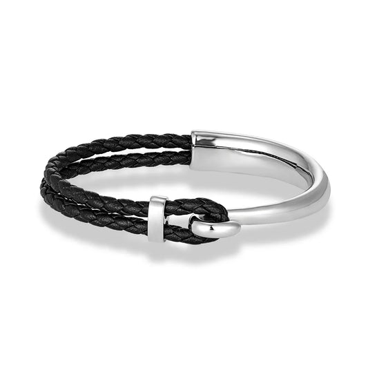 Hook Braided Leather Bracelet-Double Fancy