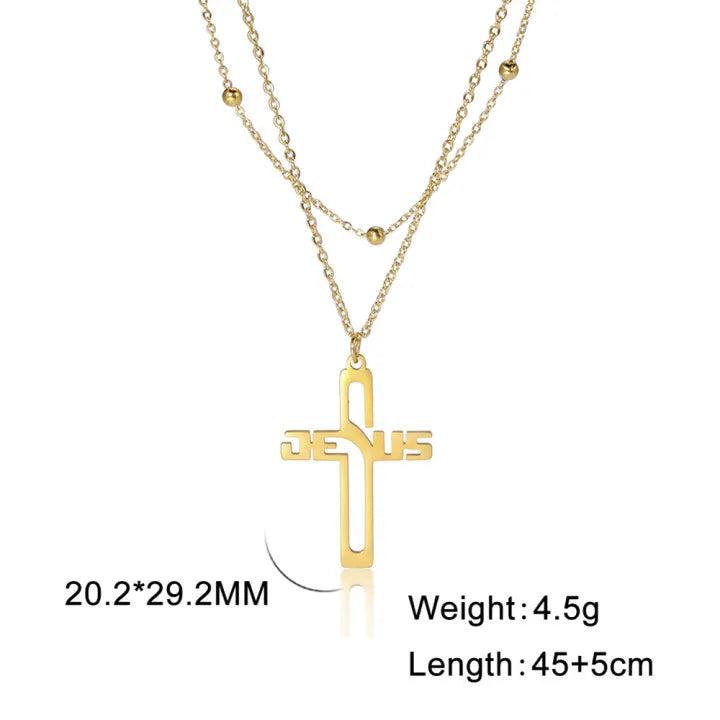 JESUS CROSS HOWLLOW NECKLACE