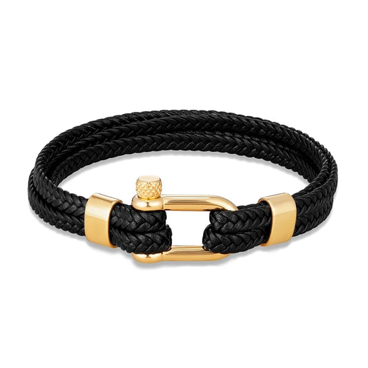 Gold Rope Leather Bracelet-Double Fancy