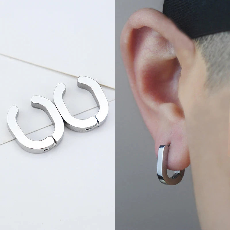 STEEL U-SHAPED CLIP ON EARRINGS