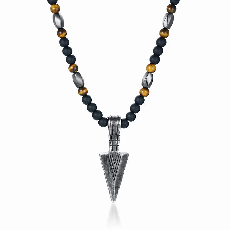 BLACK CARNELIAN STONE WITH CROSS NECKLACE