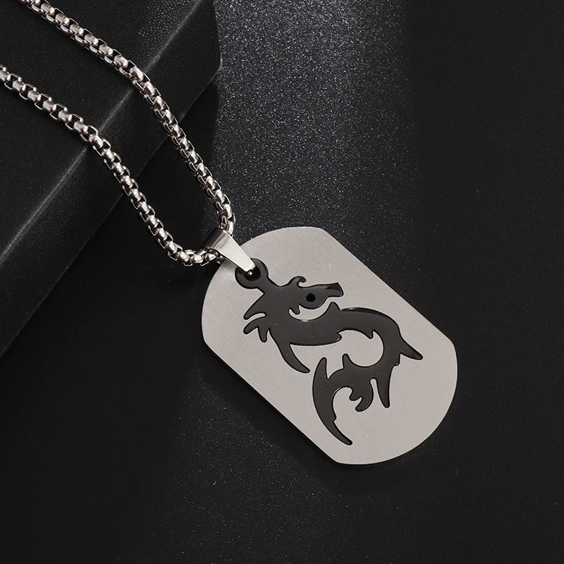 STEEL DOUBLE TAG NECKLACE