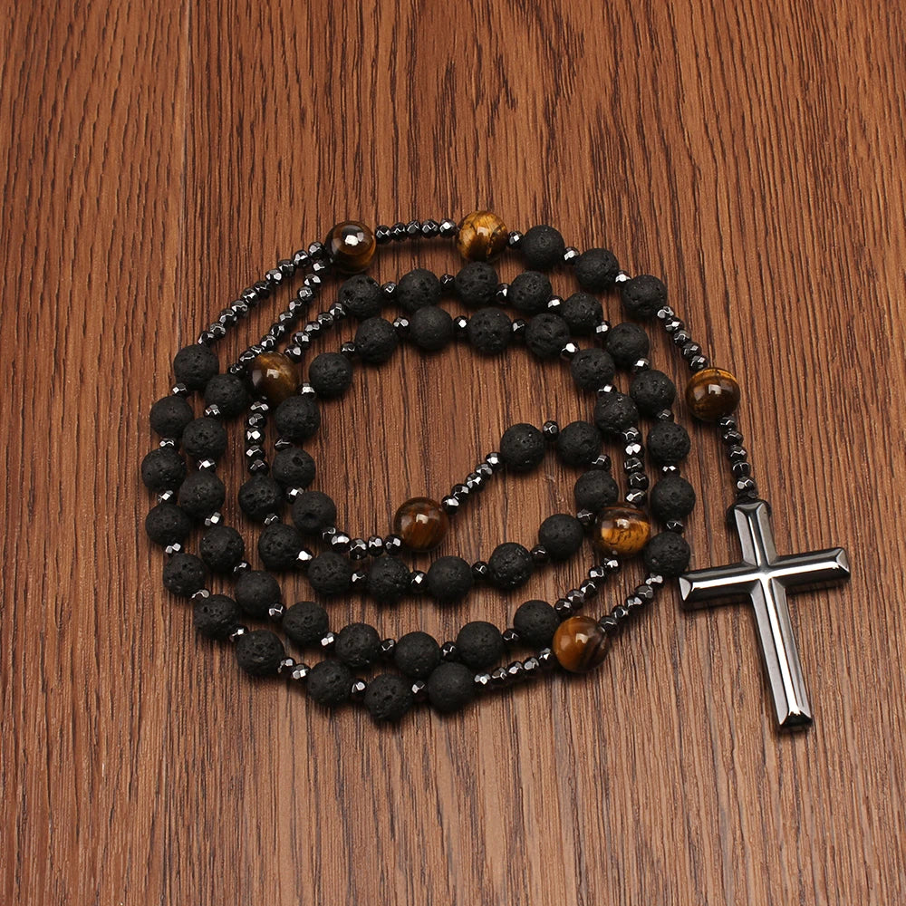 NATURAL LAVA STONE ROSARY