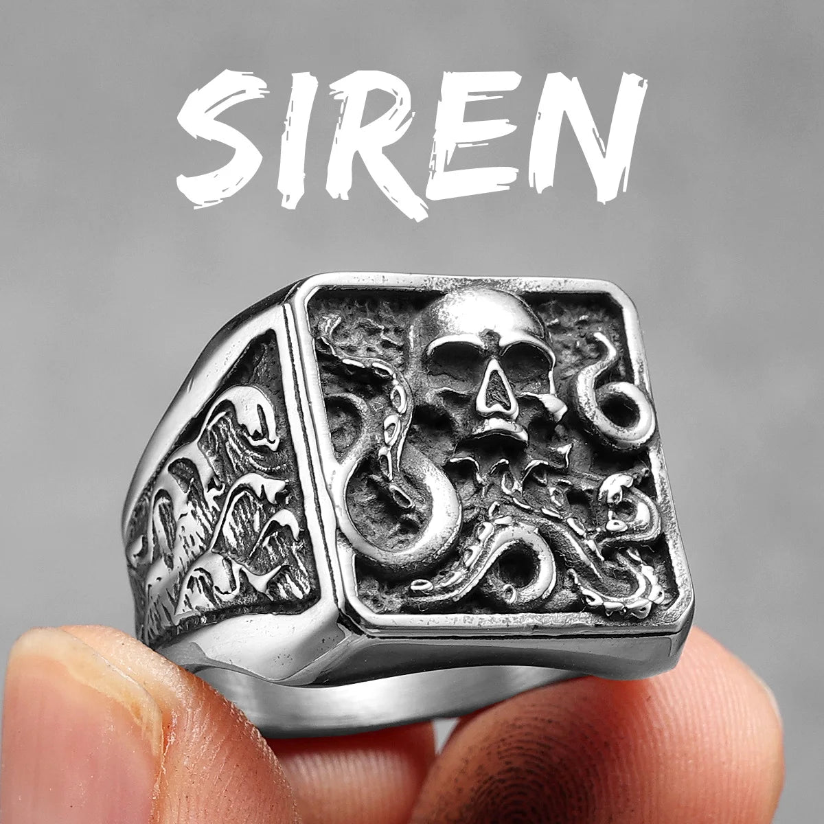 STEEL SKULL SIGNET RING