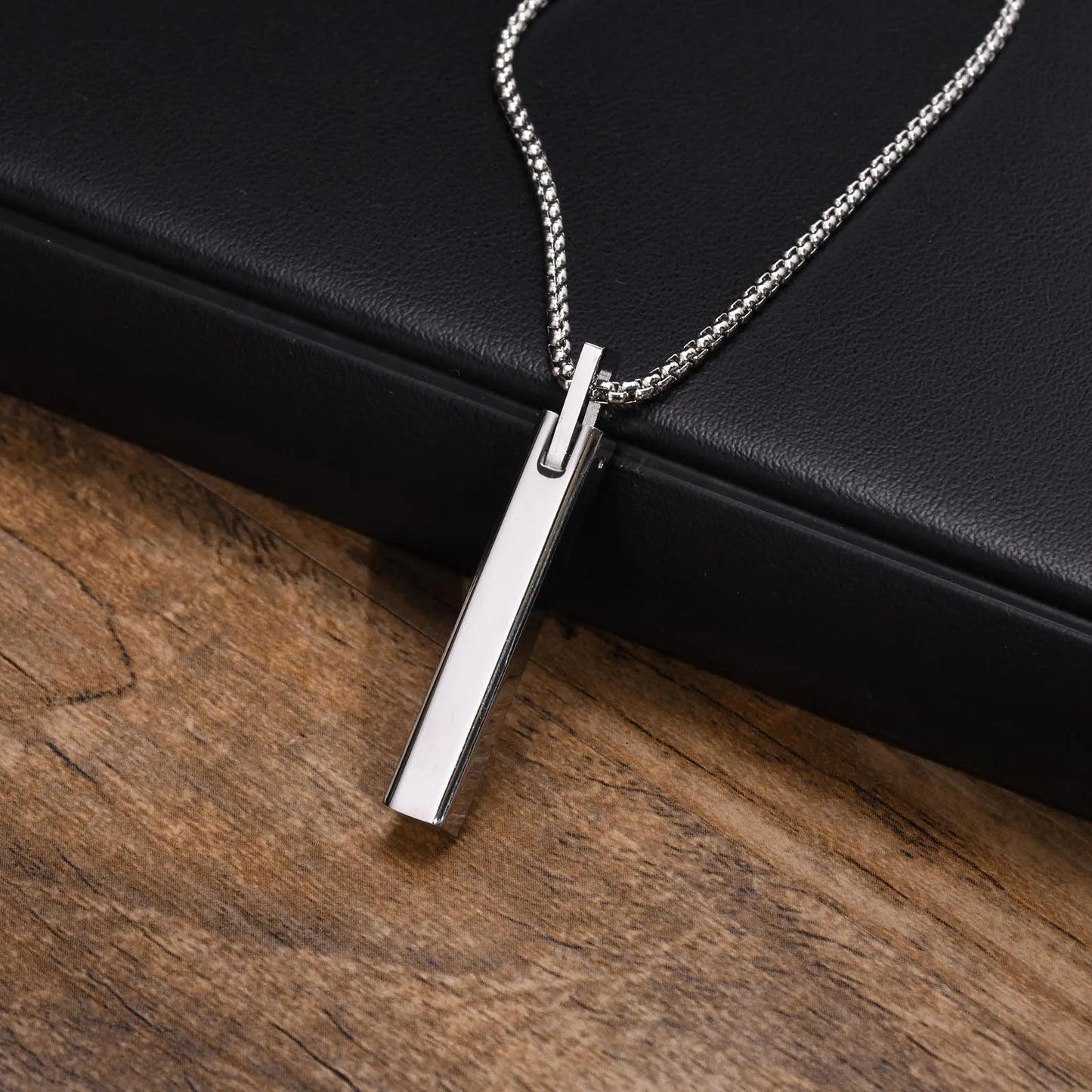 3D Bar Pendant Necklace-Double Fancy