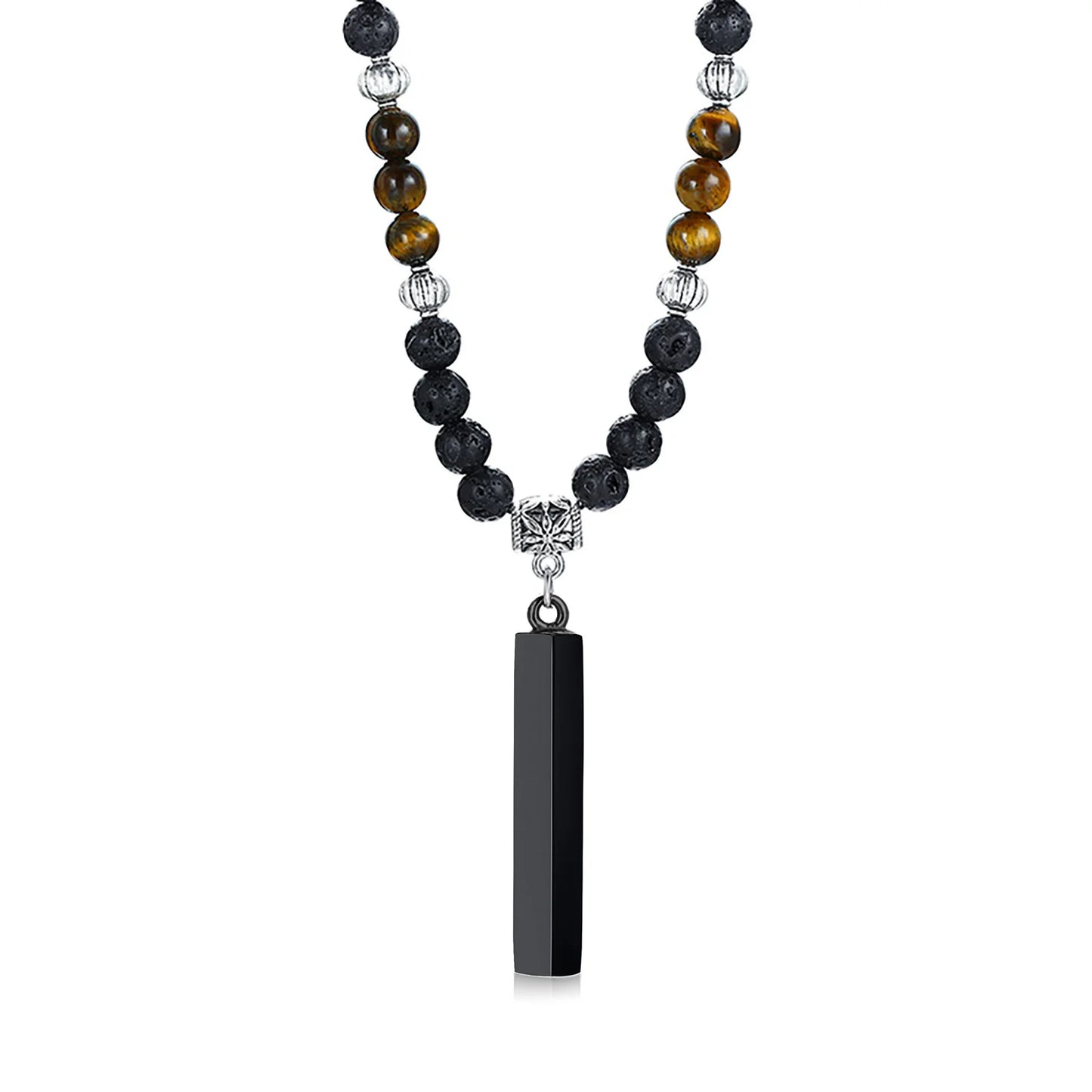 BLACK CARNELIAN STONE WITH CROSS NECKLACE