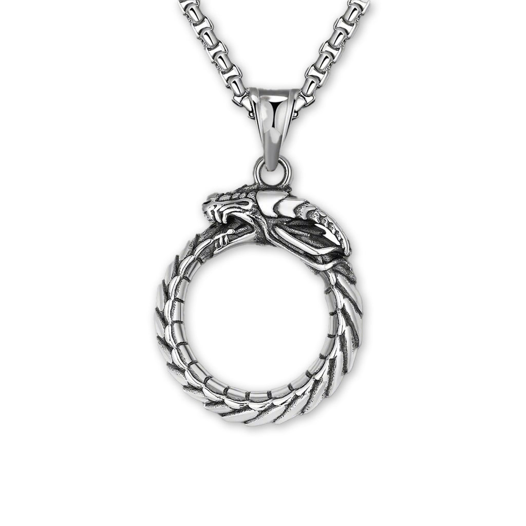 Dragon Ouroboros Pendant Necklace-Double Fancy