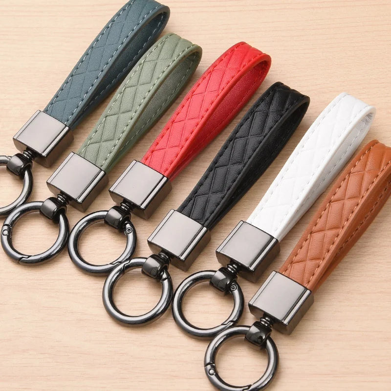 LEATHER PLAID KEYCHAIN