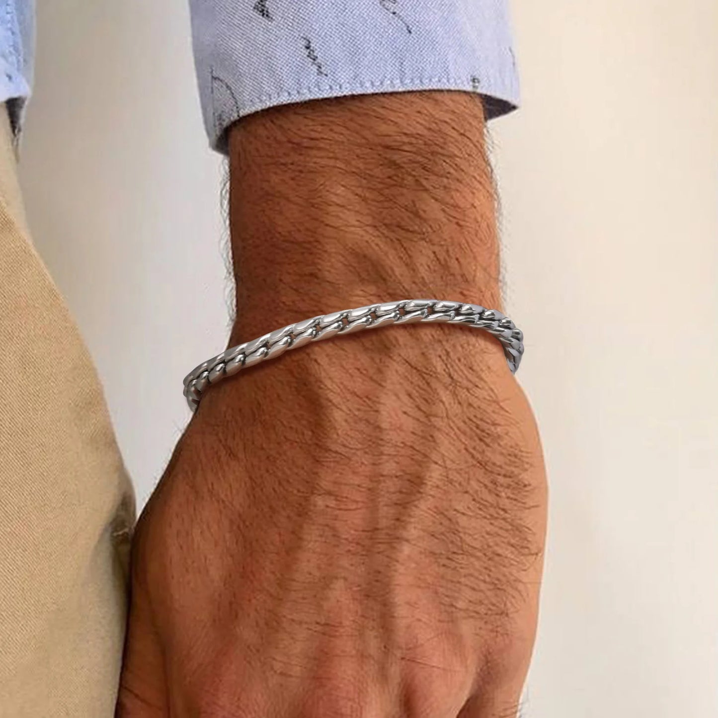 5mm Mens Rope Bracelet | Silver or Black - Double Fancy