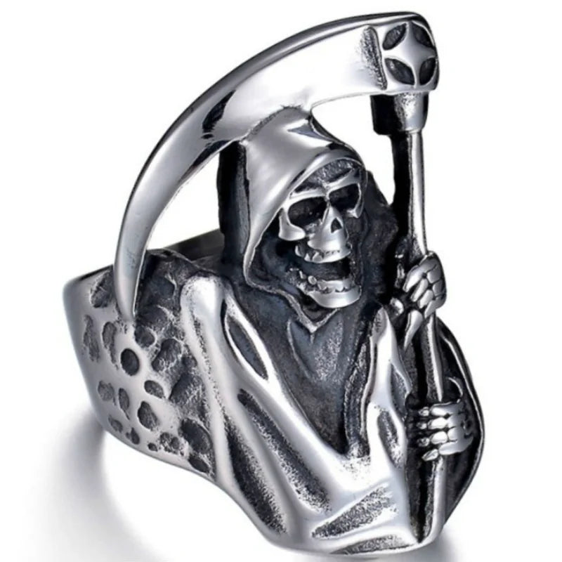 REAPER SICKLE SKULL RING