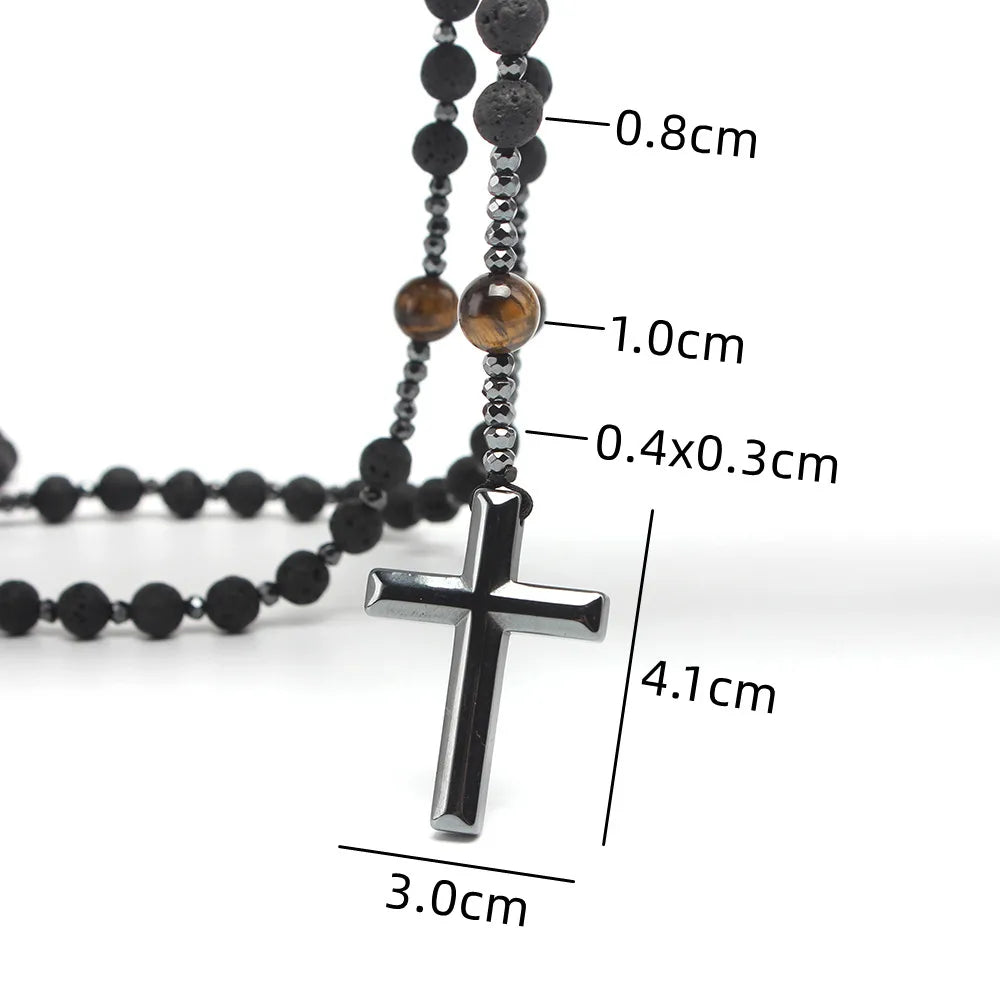 NATURAL LAVA STONE ROSARY