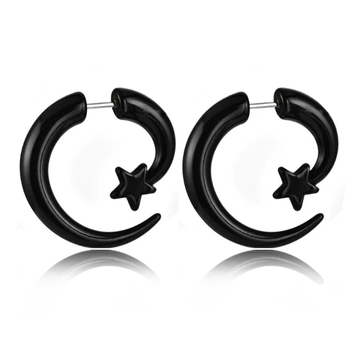 BLACK ACRYLIC TWIST PLUG EARRING