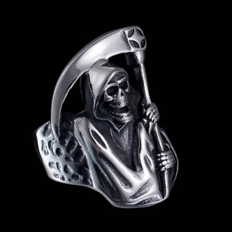 REAPER SICKLE SKULL RING