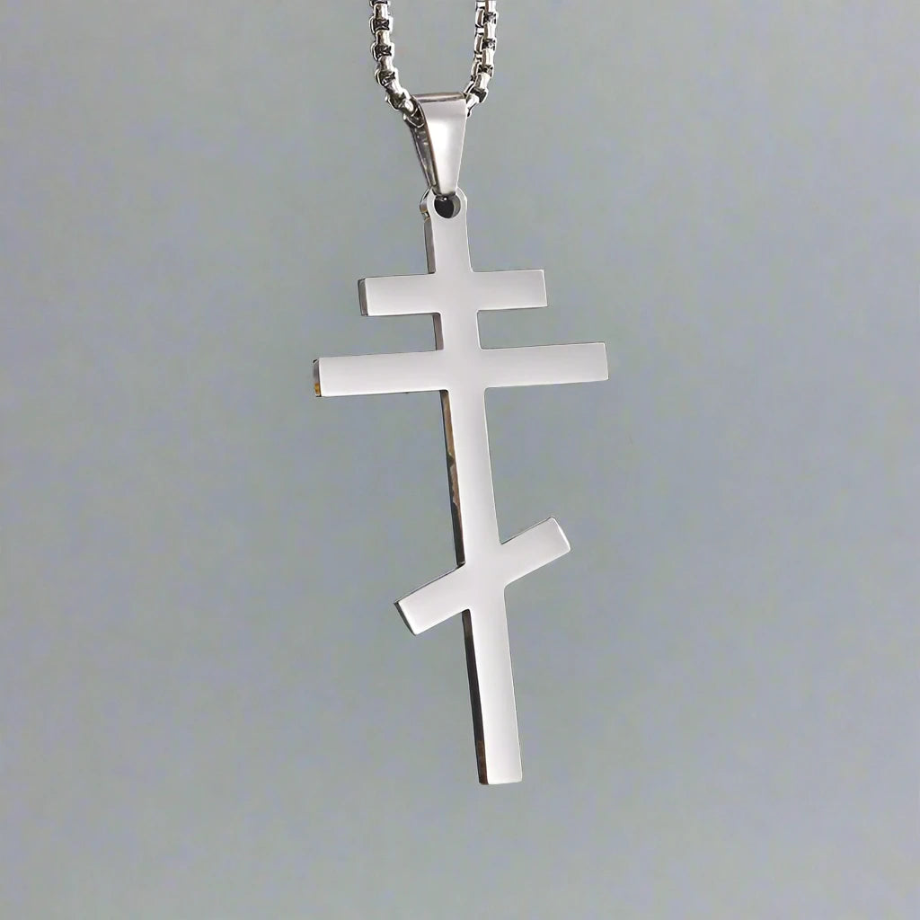 STEEL ORTHODOX CROSS NECKLACE