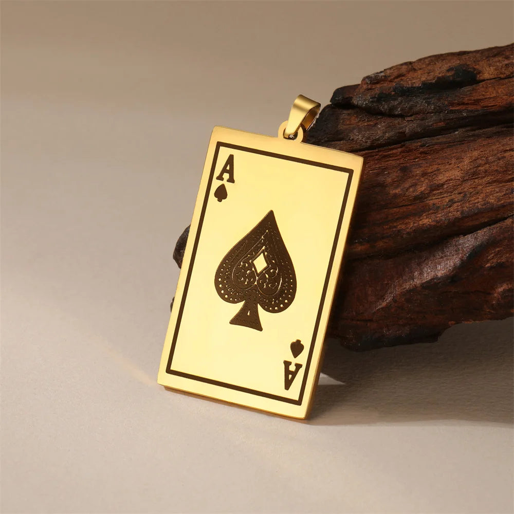 STEEL ACE OF SPADES KEYCHAIN