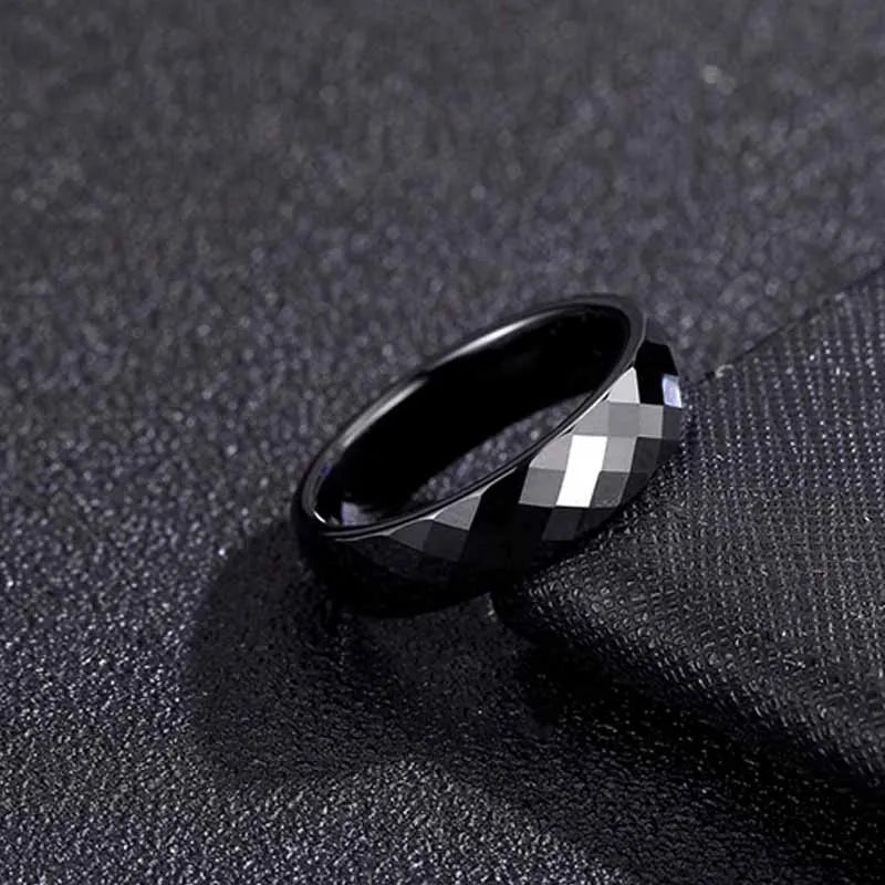 FACETED BLACK CERAMIC RING