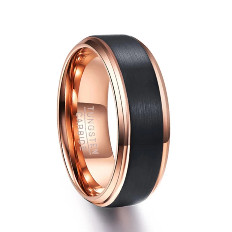 Black Rose Brushed Tungsten Ring-Double Fancy