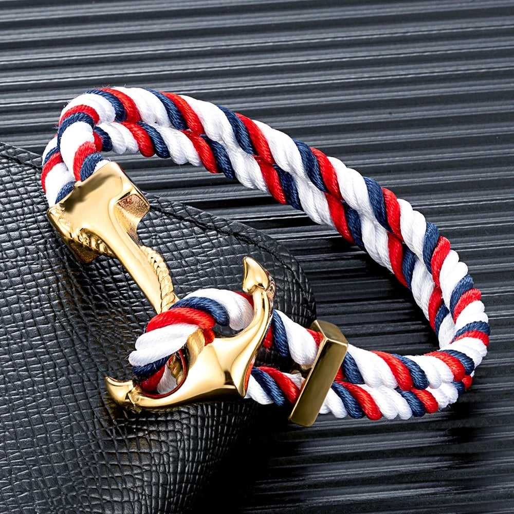 Gold Rope Anchor Bracelet-Double Fancy