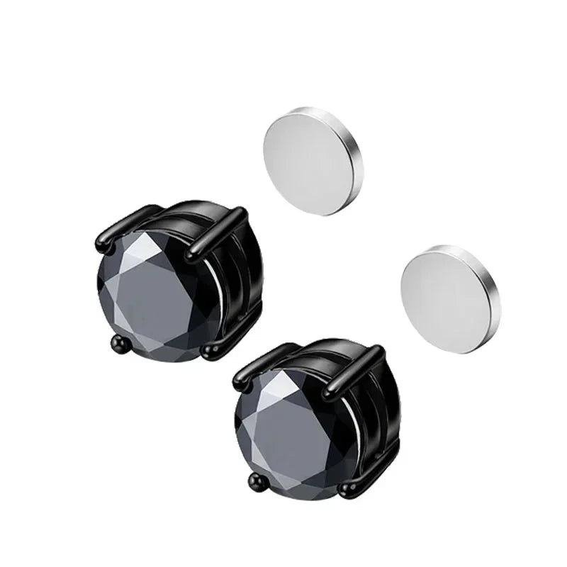 6MM BLACK CRYSTAL MAGNETIC EARRING B