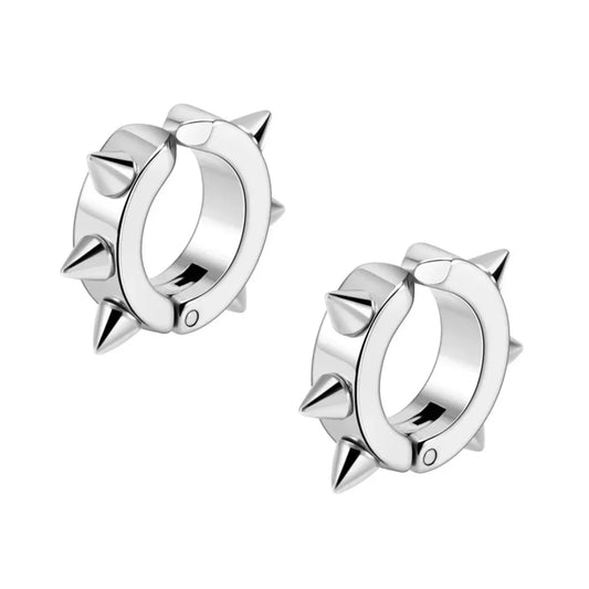 STEEL SPIKE CLIP ON EARRINGS