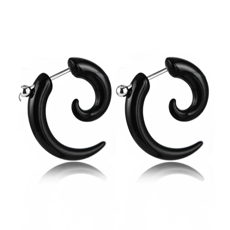 BLACK ACRYLIC TWIST PLUG EARRING