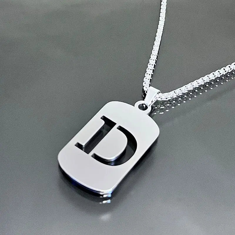 STEEL INITIAL TAG LETTER PENDANT