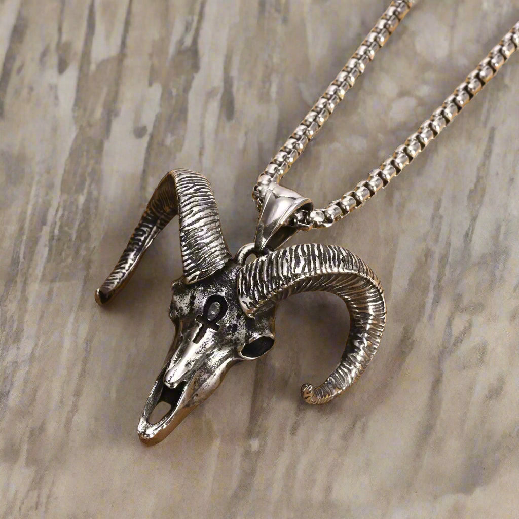 Vintage Goat Head Pendant Necklace-Double Fancy