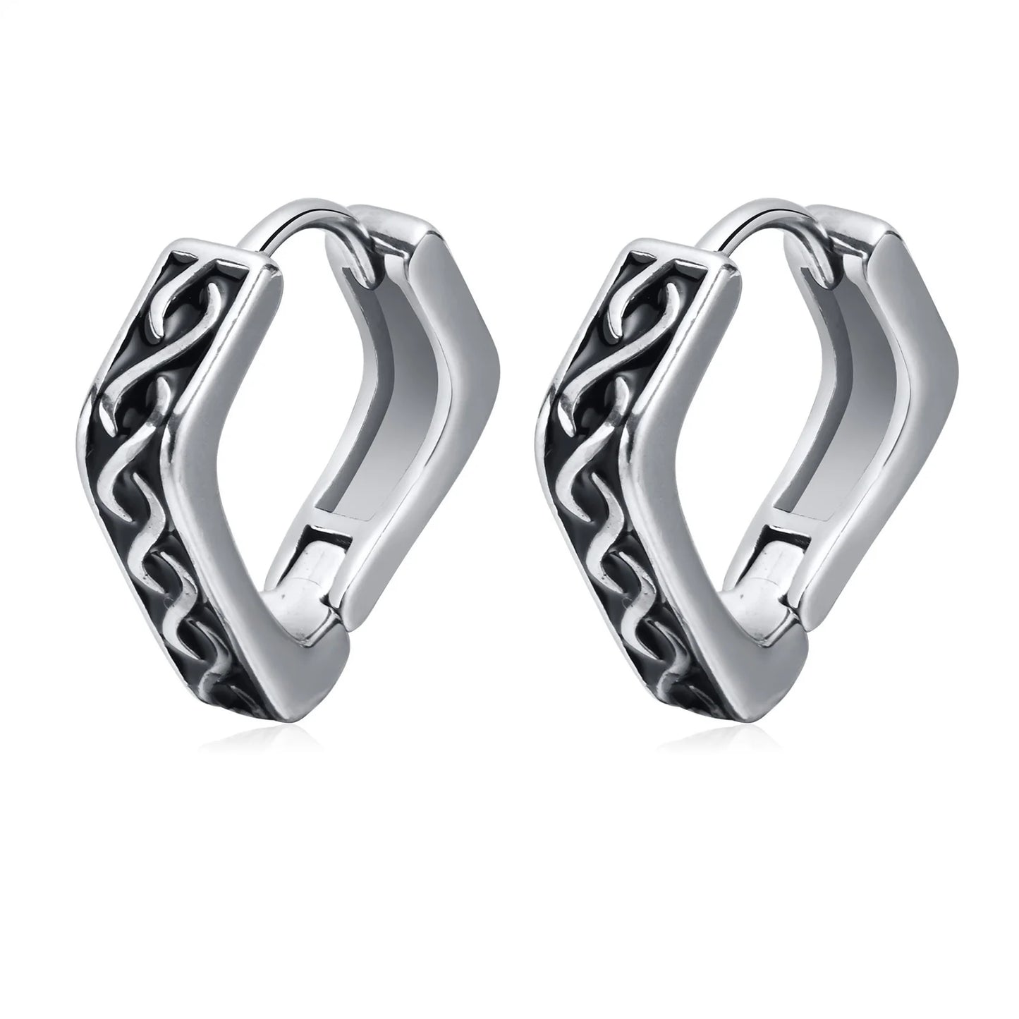 STEEL THICK HOOP EARRINGS