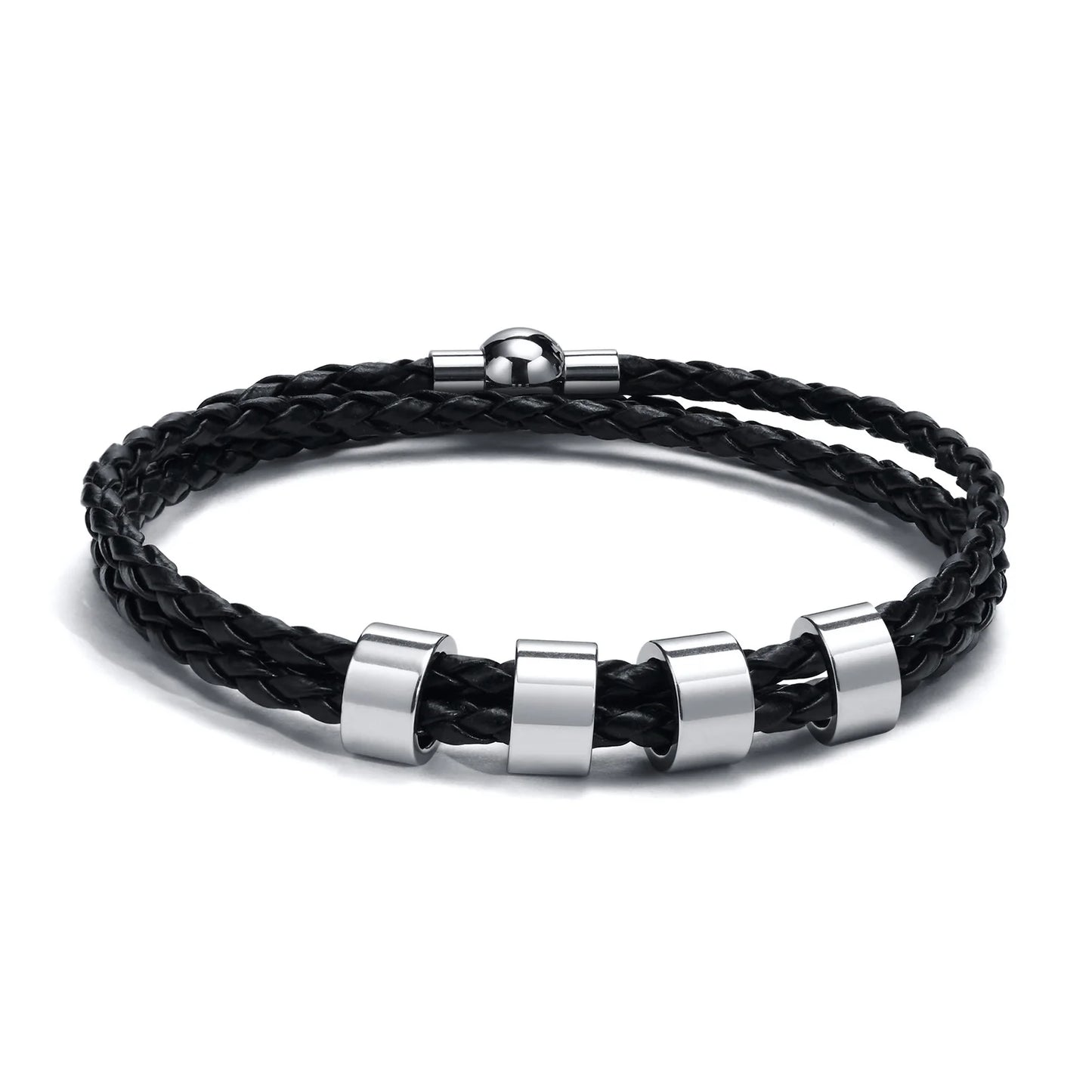 Navigator Braided Leather Bracelet - Double Fancy