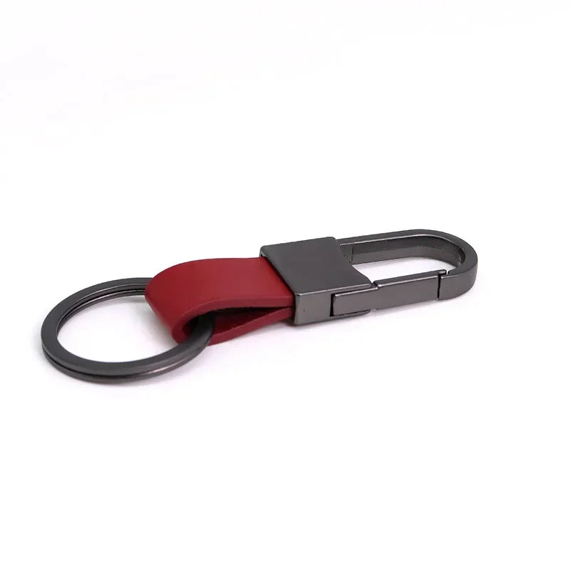 Black Leather Keyring Holder-Double Fancy