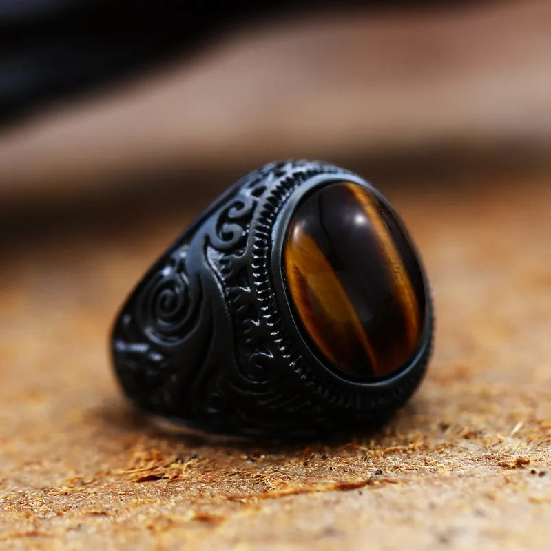 BLACK TIGER EYE RING