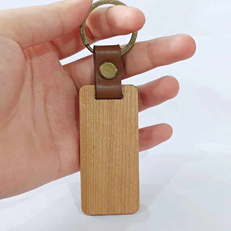 5PCS BLANK WOODEN KEYCHAINS