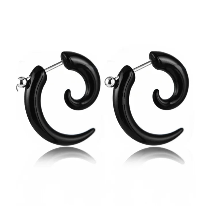 BLACK ACRYLIC TWIST PLUG EARRING