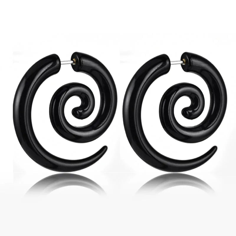 BLACK ACRYLIC TWIST PLUG EARRING