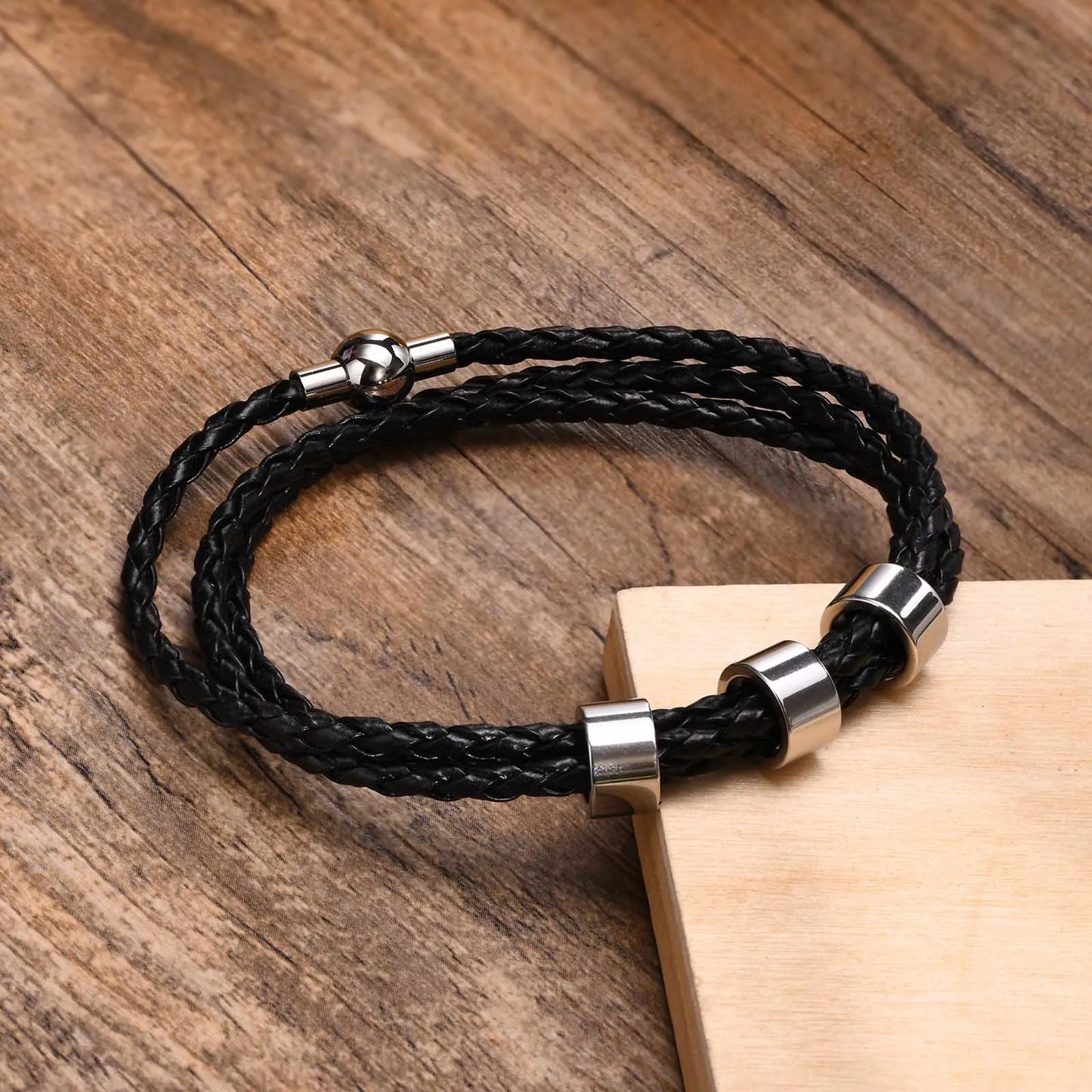 Navigator Braided Leather Bracelet - Double Fancy