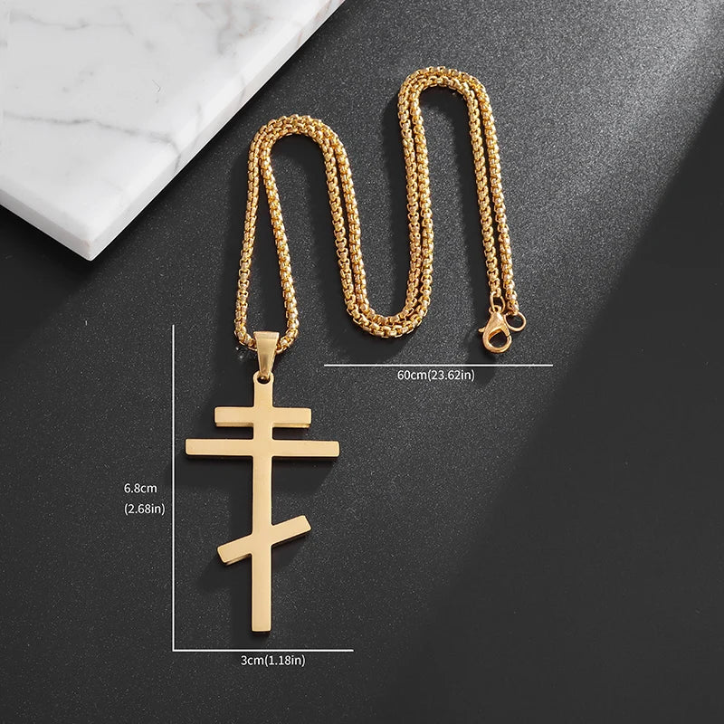 STEEL ORTHODOX CROSS NECKLACE