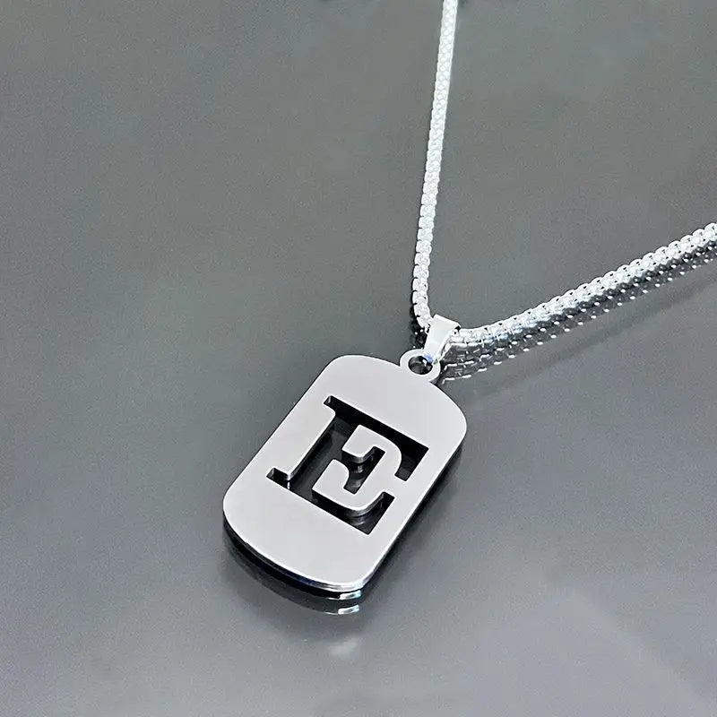 STEEL INITIAL TAG LETTER PENDANT