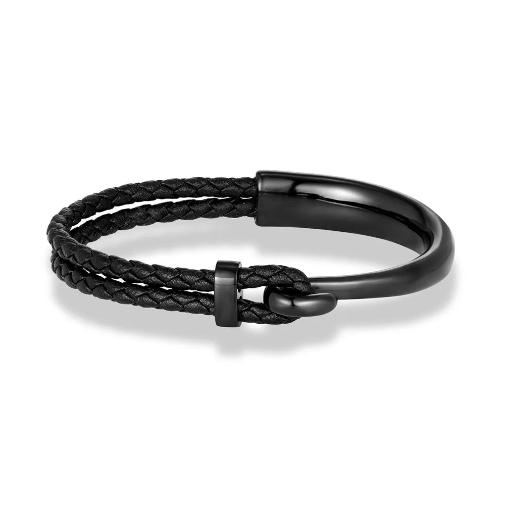 Hook Braided Leather Bracelet-Double Fancy