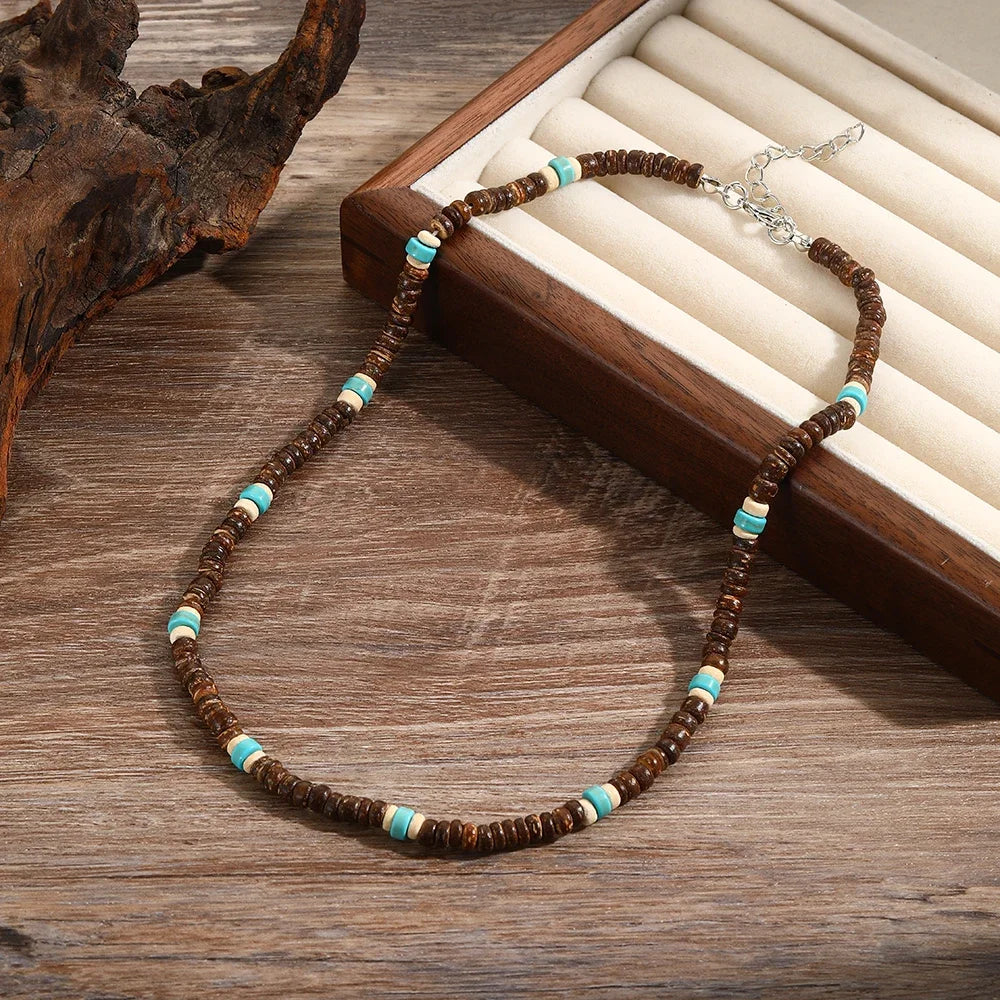 SURFER WOOD WAVE NECKLACE